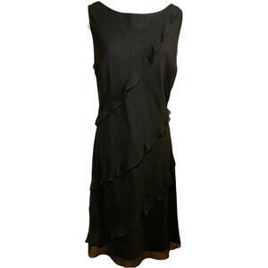 Tiered Midi Dress Sz 14 Sleeveless Ruffle Croquette Fairygoth Dressy Cocktail